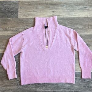 J. Crew Pink Half-Zip Merino Wool Sweater